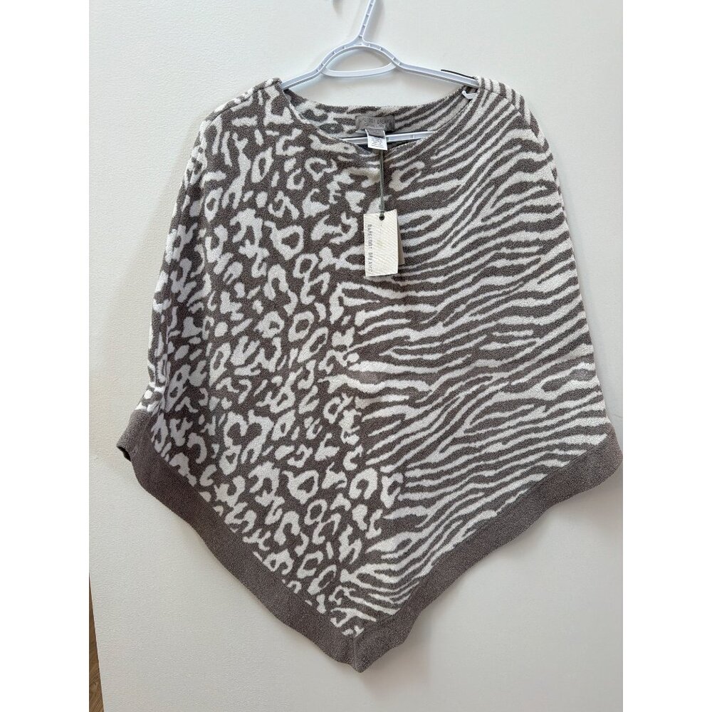 Barefoot Dreams Cozychic Ultra Lite Ocean Breeze Poncho Dove Gray Animal Print O